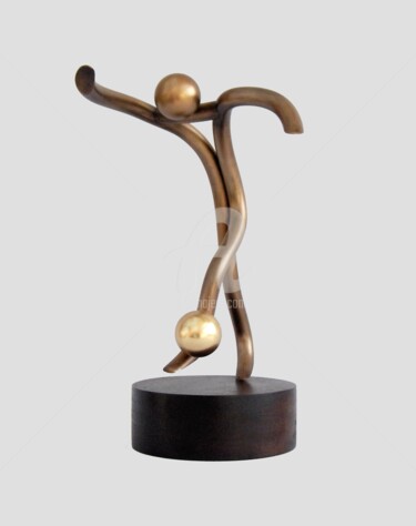 Sculpture titled "Football _ Frappe" by André Michel, Original Artwork, Metals