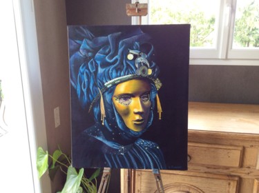 Painting titled "Masque vénitien" by Andre Quesnot, Original Artwork, Oil