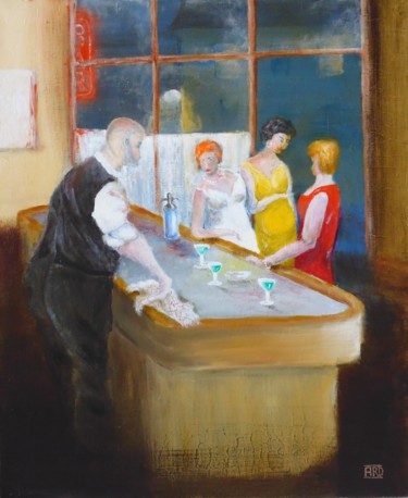 Malerei mit dem Titel "Fin de soirée" von André Robert Deschamps, Original-Kunstwerk, Acryl