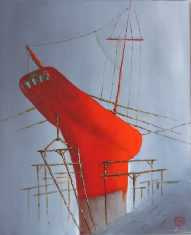 Malerei mit dem Titel "En cale sèche" von André Robert Deschamps, Original-Kunstwerk, Acryl