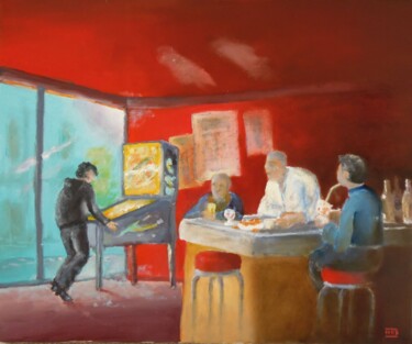 Malerei mit dem Titel "Café 81 _ 1959" von André Robert Deschamps, Original-Kunstwerk, Öl