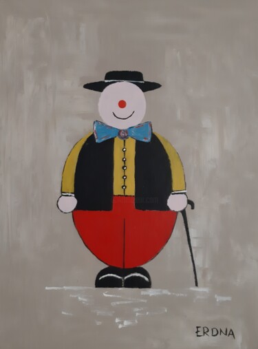 Картина под названием "Erdna le clown l" - André Roeser, Подлинное произведение искусства, Акрил Установлен на Деревянная ра…