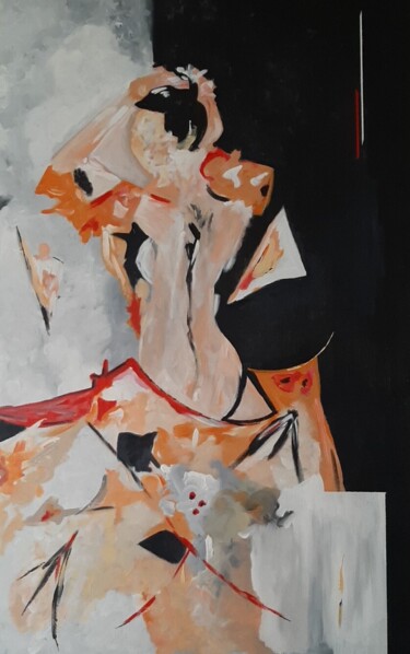 Painting titled "Femme fatale" by André Roeser, Original Artwork, Acrylic Mounted on Wood Stretcher frame