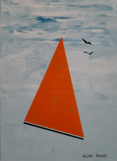 Pittura intitolato "Voile orange" da André Roeser, Opera d'arte originale, Acrilico Montato su Telaio per barella in legno