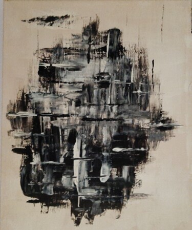 Painting titled "Brouillard" by André Roeser, Original Artwork, Acrylic Mounted on Wood Stretcher frame