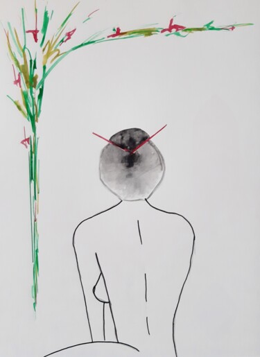 Dessin intitulée "Dos nu" par André Roeser, Œuvre d'art originale, Acrylique