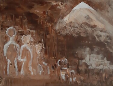 Painting titled "Ballade en montagne" by André Roeser, Original Artwork, Acrylic Mounted on Wood Stretcher frame