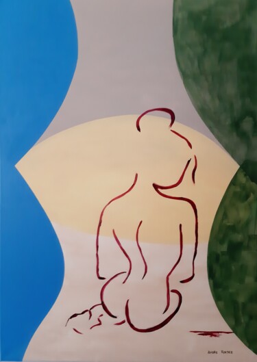 Painting titled "Pause" by André Roeser, Original Artwork, Acrylic Mounted on Wood Stretcher frame