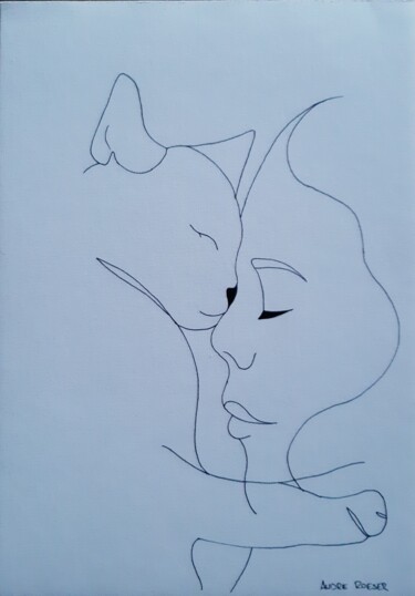 Рисунок под названием "Amour et tendresse" - André Roeser, Подлинное произведение искусства, Маркер