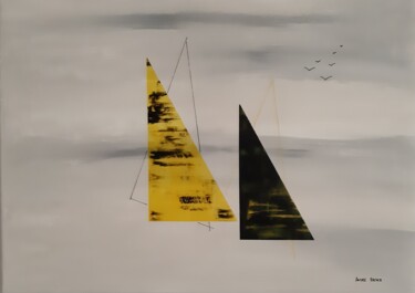 Peinture intitulée "Duel de voiliers" par André Roeser, Œuvre d'art originale, Acrylique Monté sur Châssis en bois