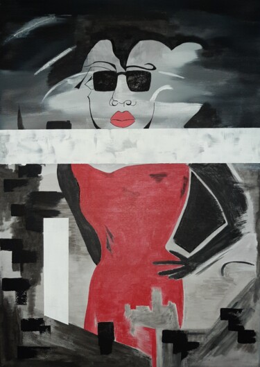Painting titled "Chapeau Madame" by André Roeser, Original Artwork, Acrylic Mounted on Wood Stretcher frame