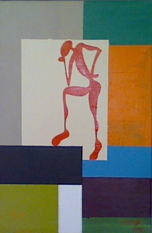 Peinture intitulée "Le penseur , vu par…" par André Roeser, Œuvre d'art originale, Acrylique Monté sur Châssis en bois