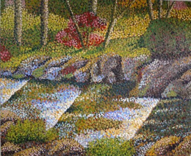 Картина под названием "la-route-de-l-eau" - Andre Rollet, Подлинное произведение искусства, Масло Установлен на Деревянная р…