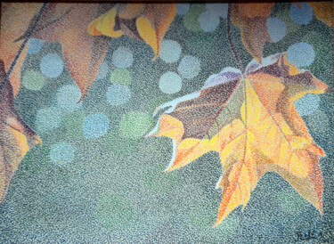 Dessin intitulée "automne" par Andre Rollet, Œuvre d'art originale, Crayon Monté sur Châssis en bois