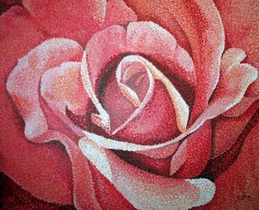 Pittura intitolato "rose" da Andre Rollet, Opera d'arte originale, Olio Montato su Telaio per barella in legno