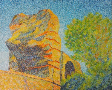 Peinture intitulée "sphinx du fort st I…" par Andre Rollet, Œuvre d'art originale, Huile Monté sur Châssis en bois