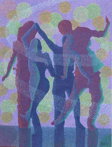 Painting titled "alors on danse" by Andre Rollet, Original Artwork, Acrylic Mounted on Wood Stretcher frame