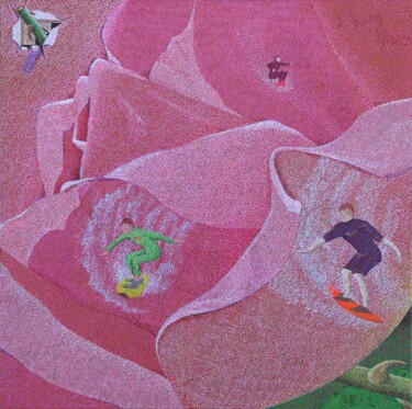 Painting titled "les vagues roses" by Andre Rollet, Original Artwork, Acrylic