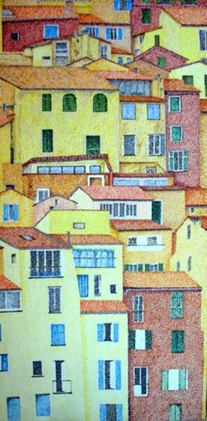 Painting titled "Menton" by Andre Rollet, Original Artwork, Acrylic