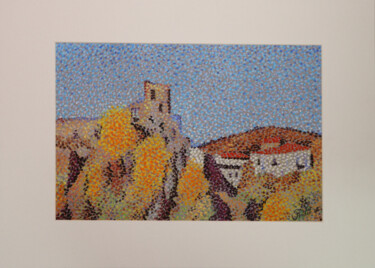 Drawing titled "Rochetaillée" by Andre Rollet, Original Artwork, Pastel