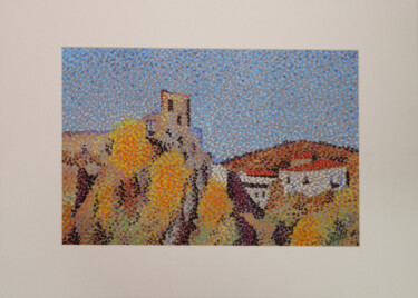 Zeichnungen mit dem Titel "Rochetaillée" von Andre Rollet, Original-Kunstwerk, Pastell