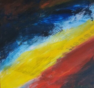 Painting titled "flux" by André Rouquet, Original Artwork, Acrylic Mounted on Wood Stretcher frame