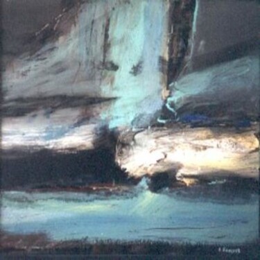 Painting titled "Synchromie en vert" by André Rouquet, Original Artwork, Oil