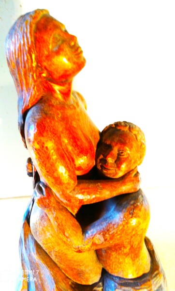 Sculptuur getiteld "amour" door André Saunier, Origineel Kunstwerk, Hout