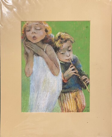 Malerei mit dem Titel "La chanson" von André Sofine, Original-Kunstwerk, Pastell