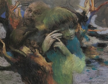 Malerei mit dem Titel "Relations réciproqu…" von André Sofine, Original-Kunstwerk, Pastell