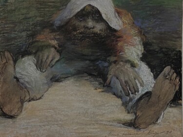 Pittura intitolato "Le panama blanc" da André Sofine, Opera d'arte originale, Pastello Montato su Cartone