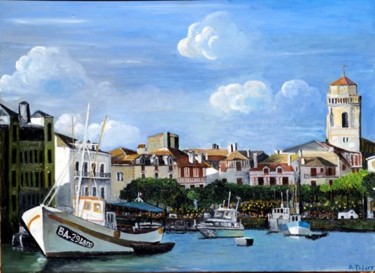 Peinture intitulée "port de saint jean…" par André Thiersm&Rie-Francoise, Œuvre d'art originale, Huile
