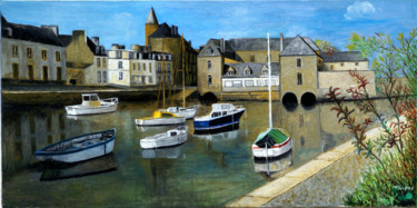 Peinture intitulée "Vieux port de Pont…" par André Thiersm&Rie-Francoise, Œuvre d'art originale, Huile