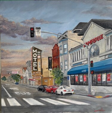 Painting titled "Motel on Geary" by Andre Volchinski, Original Artwork, Oil
