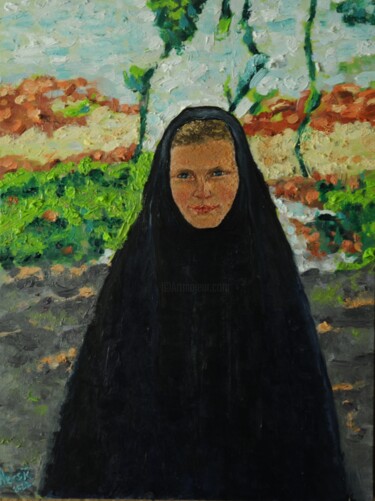 Painting titled "NUN" by Andrea Aleksic, Original Artwork, Oil