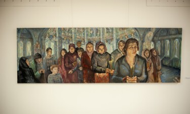 Картина под названием "Painting "Assembly"" - Andrea Aleksic, Подлинное произведение искусства, Масло