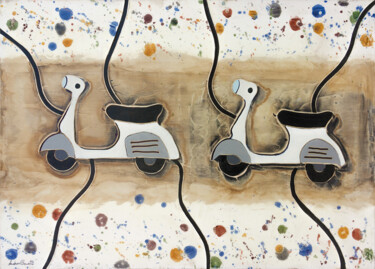 Peinture intitulée "Vespe bianche" par Andrea Benetti, Œuvre d'art originale, Huile