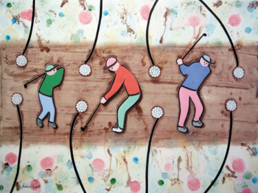 Painting titled "Golf (scena IV)" by Andrea Benetti, Original Artwork, Oil