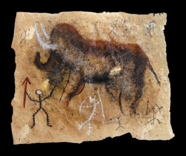 Drawing titled "Mammut" by Andrea Benetti, Original Artwork, Pigments Mounted on Plexiglass