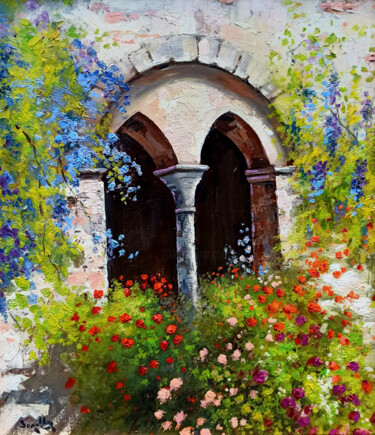 Painting titled "Mullioned window wi…" by Andrea Borella, Original Artwork, Oil Mounted on Wood Panel