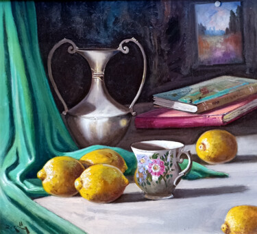 Painting titled "The porcellain cup…" by Andrea Borella, Original Artwork, Oil Mounted on Wood Panel