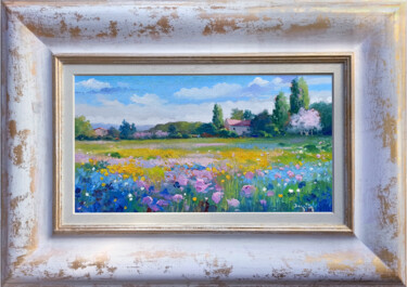 Painting titled "Primavera - Tuscany…" by Andrea Borella, Original Artwork, Oil Mounted on Wood Panel
