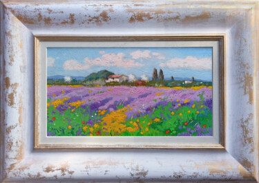 Malerei mit dem Titel "Bloomed field - Tus…" von Andrea Borella, Original-Kunstwerk, Öl Auf Holzplatte montiert