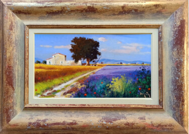Painting titled "Iris - Tuscany pain…" by Andrea Borella, Original Artwork, Oil Mounted on Wood Panel