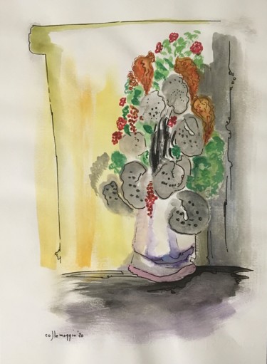 Dibujo titulada "Foglie secche e fio…" por Andrea Collemaggio, Obra de arte original, Tinta