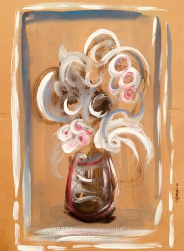 Painting titled "Fiori, vaso" by Andrea Collemaggio, Original Artwork, Acrylic