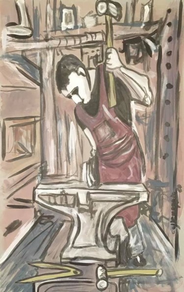 Painting titled "d u t tile" by Andrea Collemaggio, Original Artwork, Ink