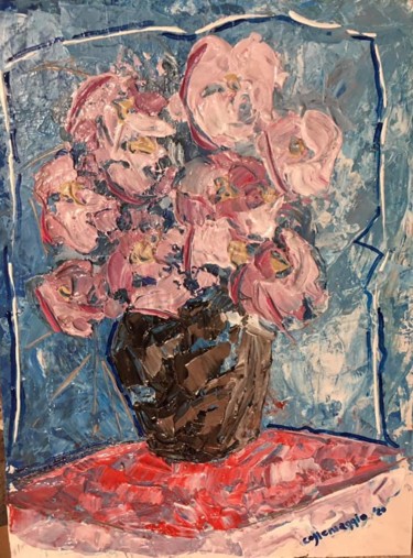Schilderij getiteld "Fiori in un vaso, f…" door Andrea Collemaggio, Origineel Kunstwerk, Acryl