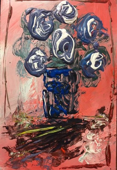 Grandi fiori in un vaso Pittura intitolato "Grandi fiori in un…" da Andrea Collemaggio, Opera d'arte originale, Acrilico
