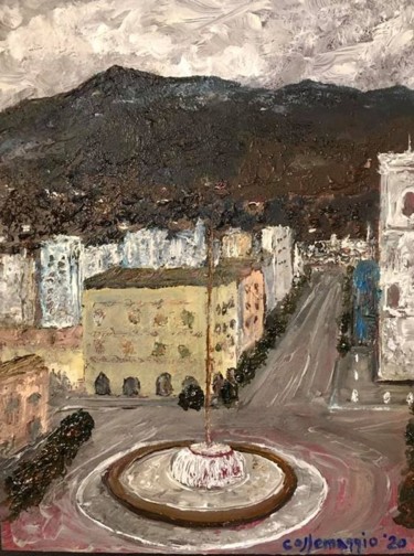 Pittura intitolato "La Fontana di Piazz…" da Andrea Collemaggio, Opera d'arte originale, Olio
